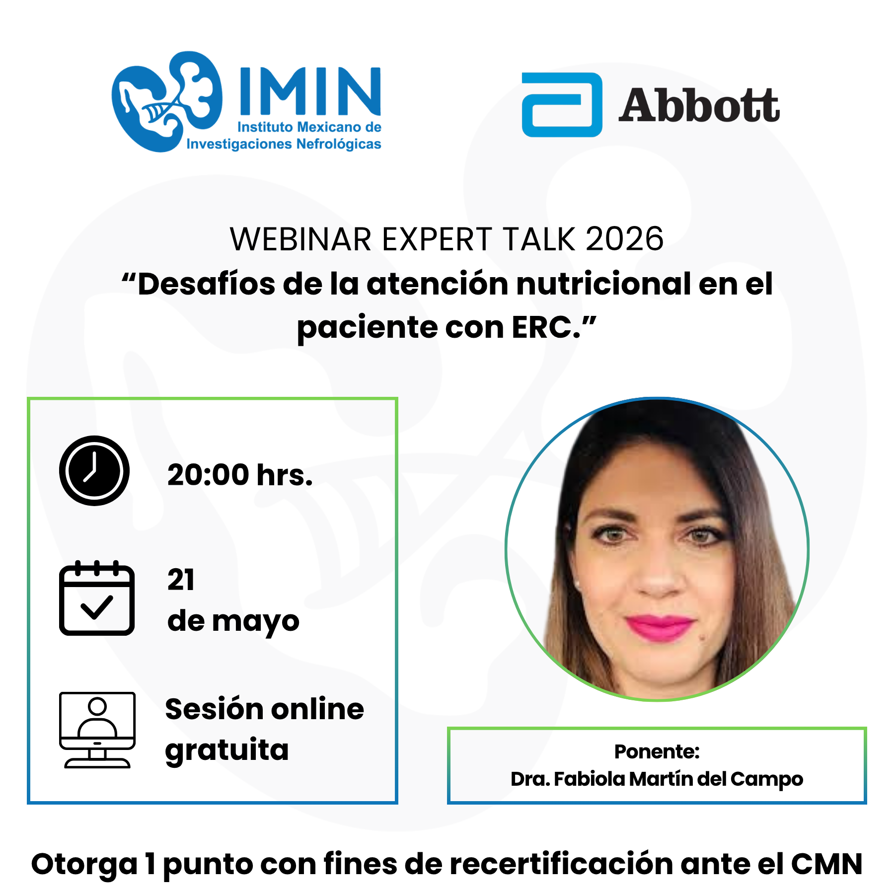 Webinar: Expert Talk - "Desafíos de la atención nutricional en el paciente con ERC."